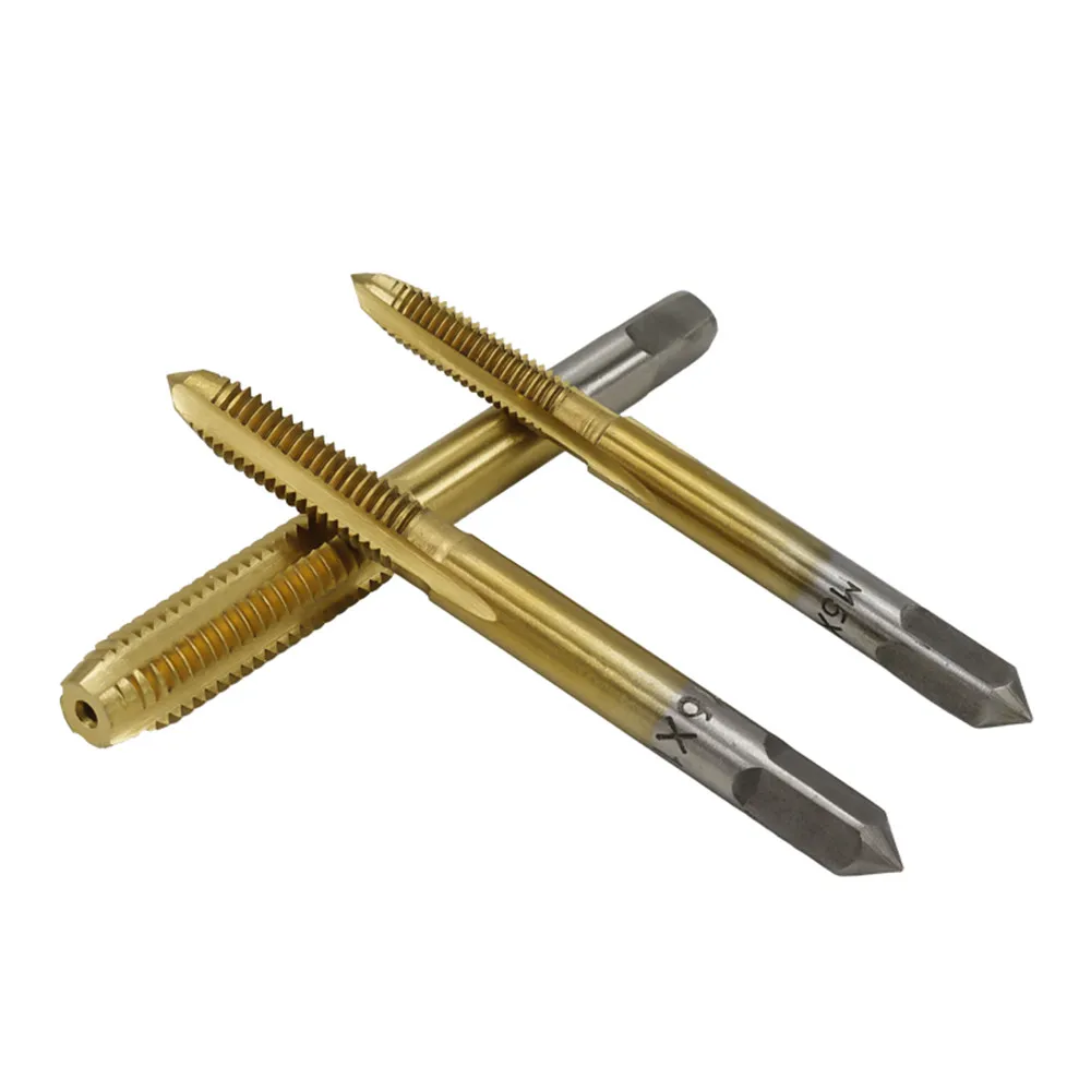 5Pcs M3 M4 M5 M6 M8 Titanium Coated Hand Tap Set Hss Straight Flute Thread  Right  Screw Threaded Drill 