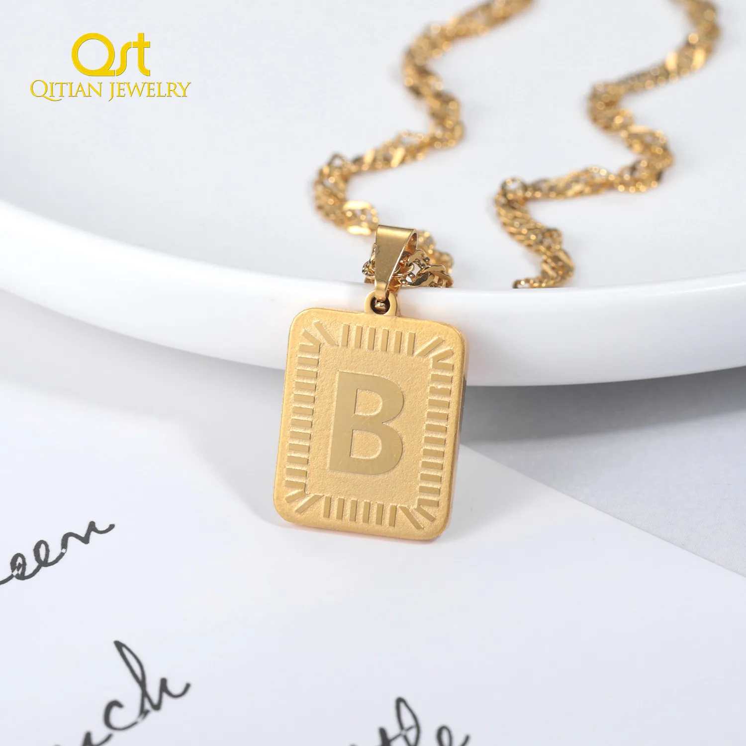 Custom A-Z Rectangle Letters Necklace & Bracelet & Anklet Charm Pendant For Women Men English Alphabet Initial Fashion Jewelry