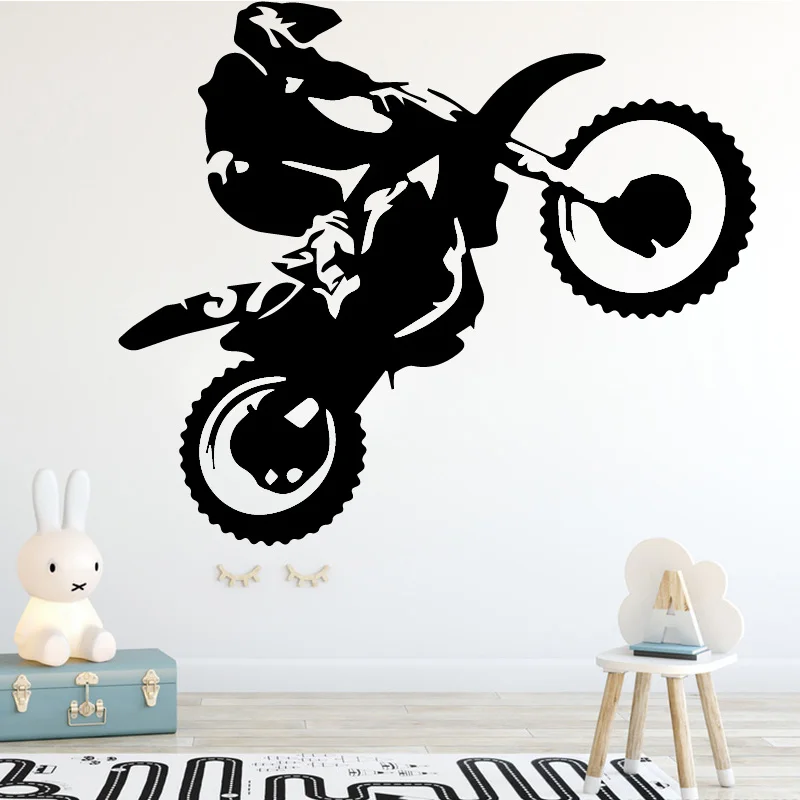 AiyoAiyo-Motorcycle Stunt Driver Wall Sticker for Boys, Bedroom Wallpaper, Kids Room Decor, Decal Sticker