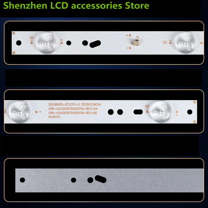 Barra de luz para Konka LED24E330C, ZK236D05-ZC21FG-06, 303ZK236034, 5LED, 3V, 440MM, nuevo, 100%