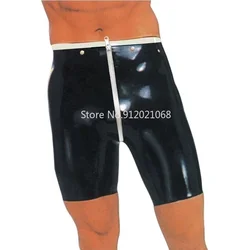 Latex Tight Black with White High Waist Boxer Sports Shorts 0.4mm Size XXS-XXL