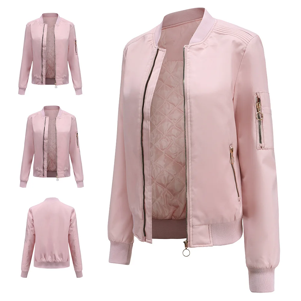 Neue Freund Baumwolle Rosa Bomber Jacke Blusas Mujer De Moda 2022 Verano Herbst Frauen Langarm Mäntel KD5021