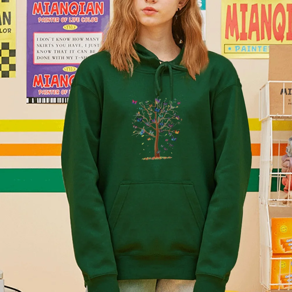 Sudadera con capucha con estampado de mariposa para mujer, Jersey deportivo de manga larga con Bolsillo grande, Top deportivo informal, sudaderas para mujer