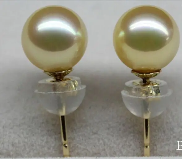 

charming pair of round 10-11mm south sea gold pearl earring 18k