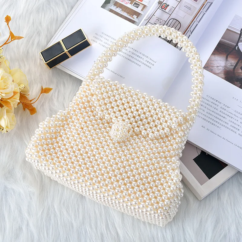 Luxury Pearl Beading Evening Bag Women Handmade Bridal Wedding Party Dinner Hand Bags Ladies Day Clutch Handbag XA873H