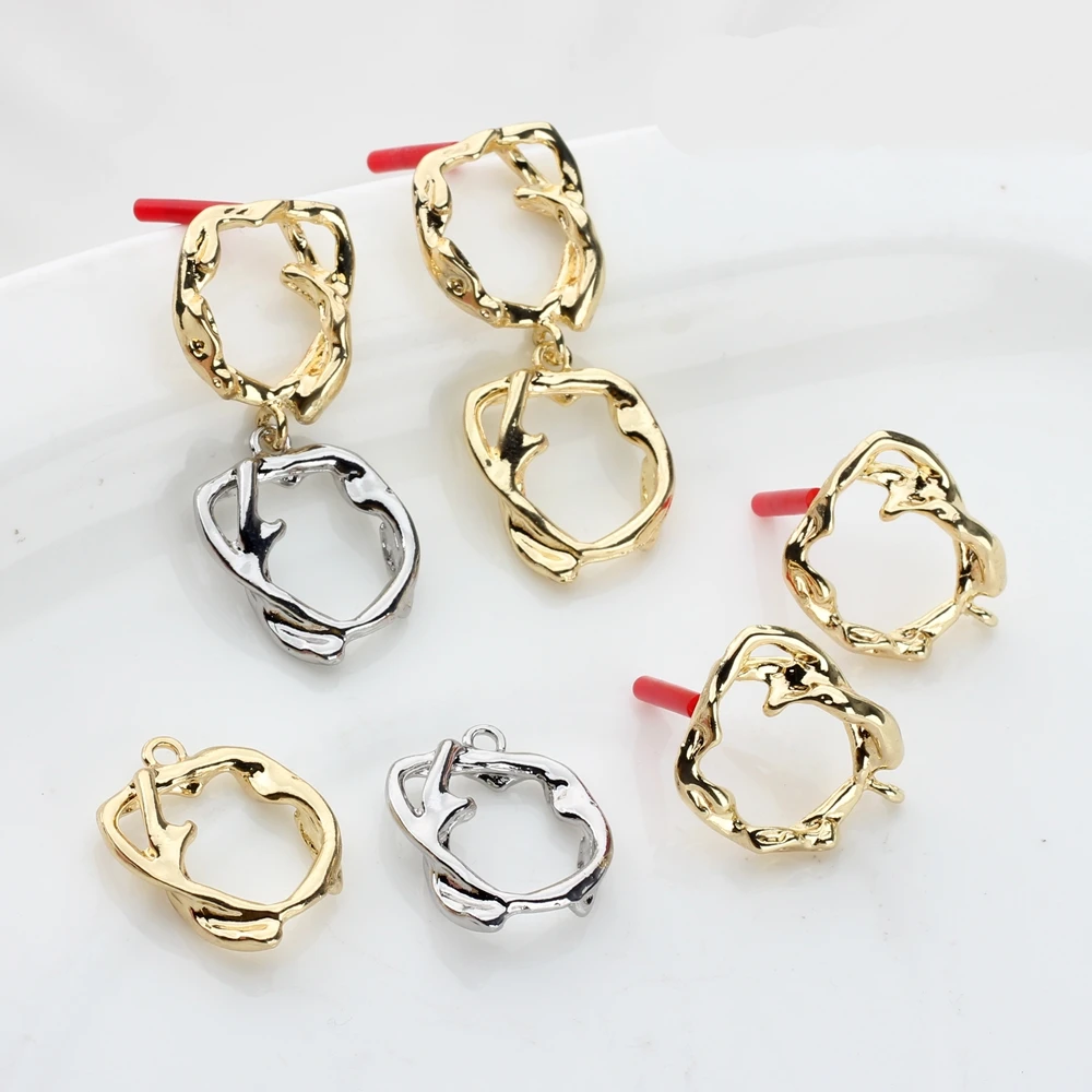 Zinc Alloy Earrings Base Connectors Linker en  Round Charms 6pcs/lot 22mm For DIY Earrings Jewelry Making Accessories