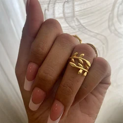 Olive Tree Branch Leaves Rings For Women Open Adjustable Gold Color Ring Plant Female Knuckle Couple Wedding Band Jewelry anillo