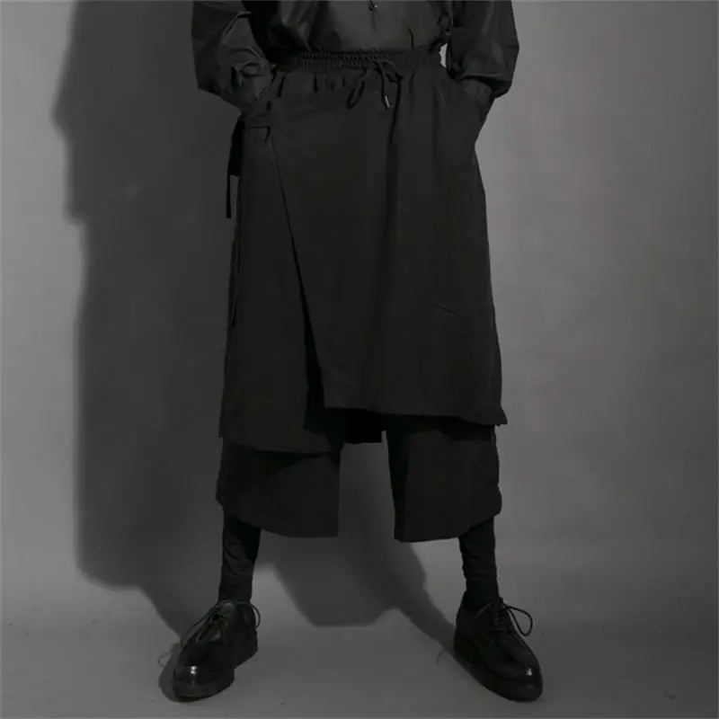 

Men's Black Pants Summer New Personalized Fashion Large Pocket Hairdresser Clothing Super Loose Wide Leg Pants Men