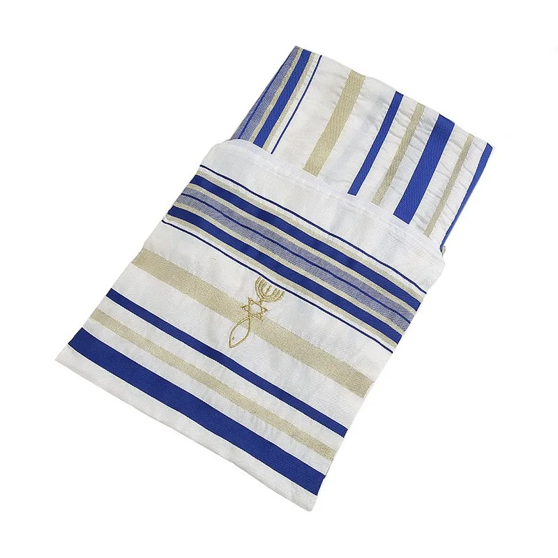 Jewish Christian Tallit Prayer Scarf Talit Shawl with Talis Bag Messianic Tassel Arabic Islam Blue Purple Scarves for Women Men