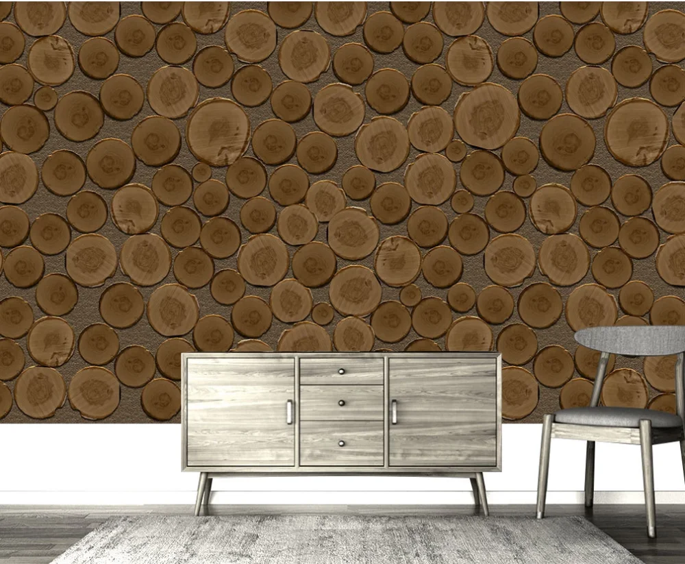 Custom mural wallpaper 3D5D8D simple natural annual rings wood grain modern minimalist wood grain background