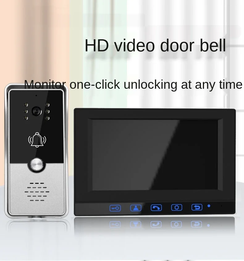 TT Visual Doorbell Home Wired Phone HD Video Surveillance Villa Visual Intercom Unlocking Brush