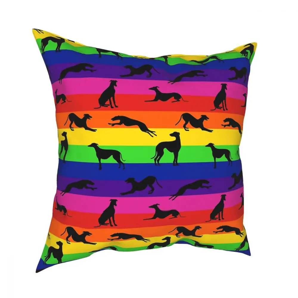 Greyhound Silhouettes Square Pillow Case Polyester Cushions for Sofa Whippet Sighthound Dog Awesome Pillowcase