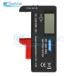 BT-168 Pro Digital Display Battery Tester Battery Checker Can Measure 18650 Batteries 9V 3.7V 1.5V Cell C D Batteries Tester