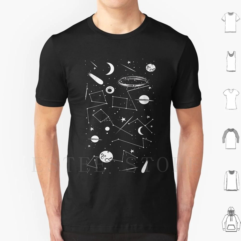 My Own Space T Shirt Men Cotton Planets Moon Star Kite Astronomy Stars Galaxy Universe Black Black And White Planet