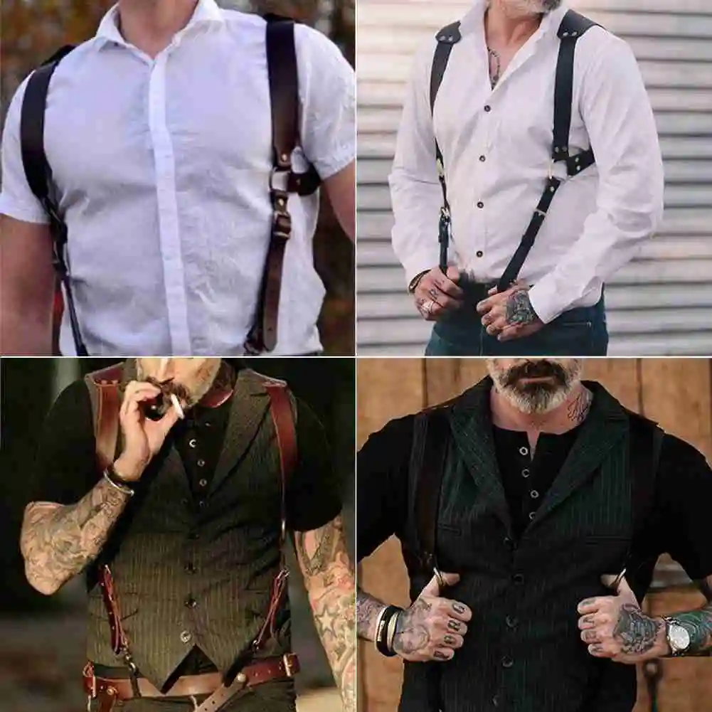 European and American Style Men\'s Suspenders Belts New Fashion Gentle Sportsman Suspenders Leather Straps Adult Belts