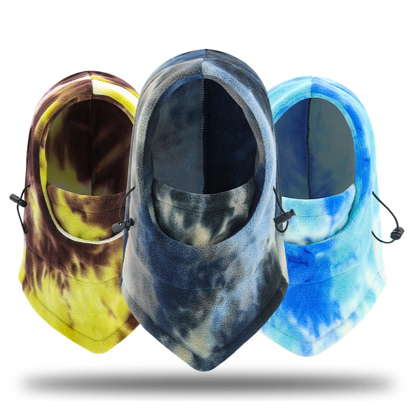 Gesichtsmaske Herbst Winter Warme Sturmhaube Polar Fleece Tie-Dye Dye Kopfbedeckung Verstellbar Klettern Skifahren Radfahren Halstuch Mütze