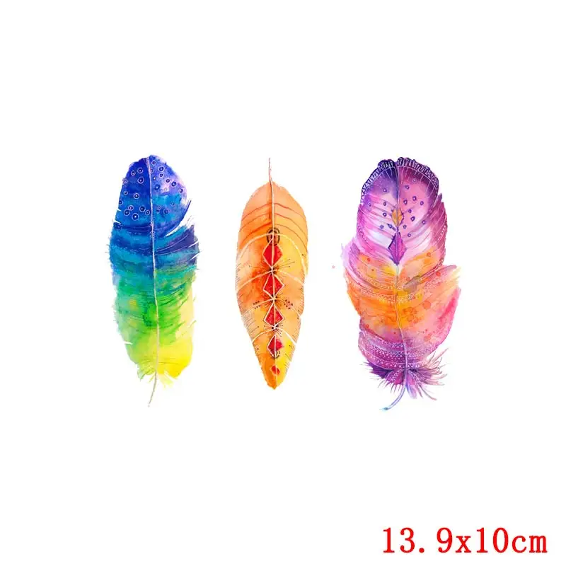 Feather Heat Transfer Iron On Transfers For Clothing Dreamcatcher Patch Thermo Stickers On Clothes Applique Thermal Transfer DIY