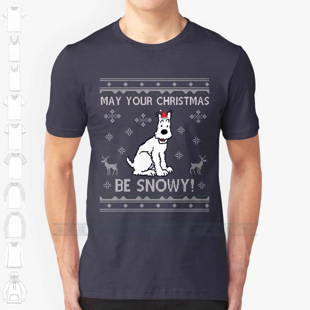 May Your Christmas Be Snowy Knit 100% Cotton T Shirt Christmas Xmas Ugly Sweater Knitted Santa Claus Festive Holiday Season