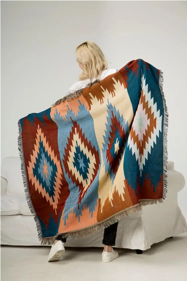 

Casual BlanketsGeometric Indian Exotic Carpet Decoration Carpet Sofa Leisure Carpet Original Single Tapestry Sofa Mat
