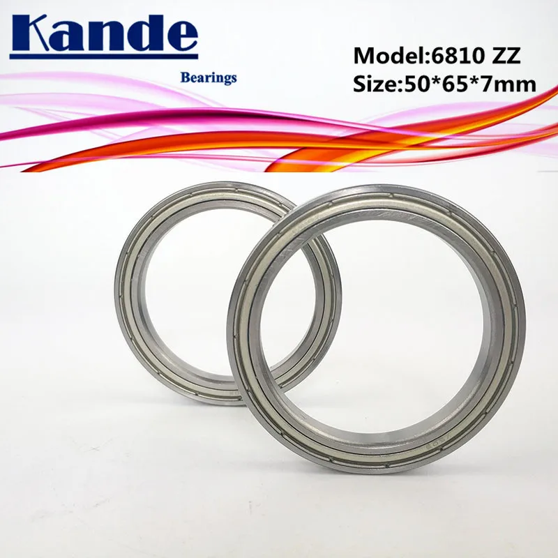 6810ZZ 2Pcs ABEC-1 6810 ZZ 50x65x7  Thin Section Deep Groove 6810 Ball Bearing 61810 Kande Bearings