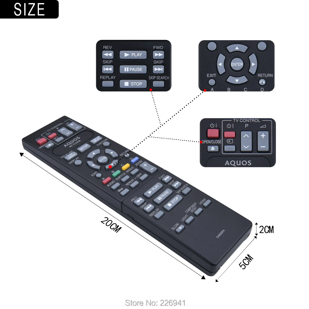 샤프 TV 용 리모컨, 블루레이 플레이어, dvd 사용, AGA630PA, GA631PA, 샤프 TV, AQUOS, BD 플레이어, remoto 컨트롤러 컨트롤용