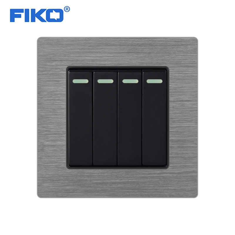 

Wall Switch 1 2 3 4 Gang 1 2 Way Light Switch On/Off Wall Switch Interruptor Push Button Rocker Switch Gray Aluminium Panel 16A