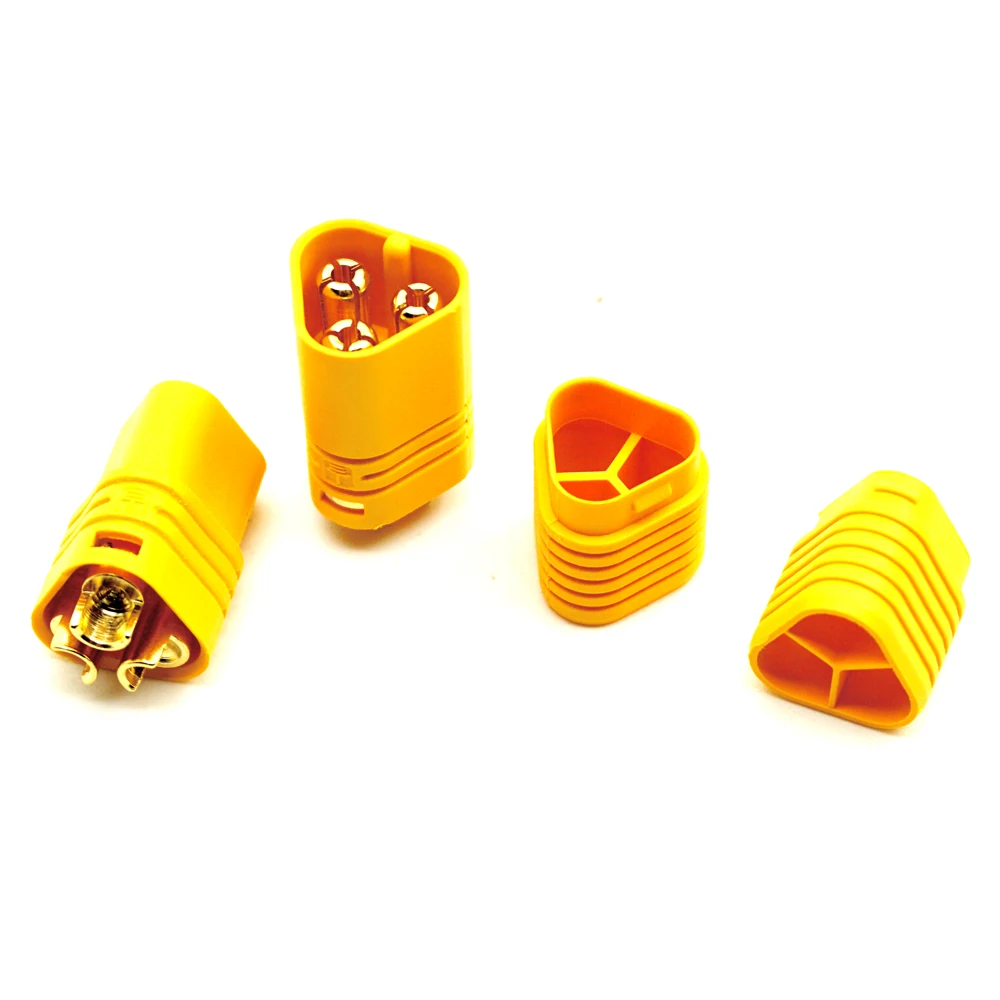 YEAHRUN Yellow MT60 3.5mm 3-pin Motor Connector Bullet Plug Set For RC Model Car Parts Accessories