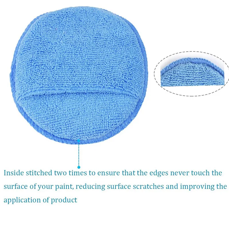 125mm Ultra-Soft Microfiber Wax Applicator Pads Car Foam Sponge with Finger Pocket Wax Applicator Auto Detailing Cleaning Pads