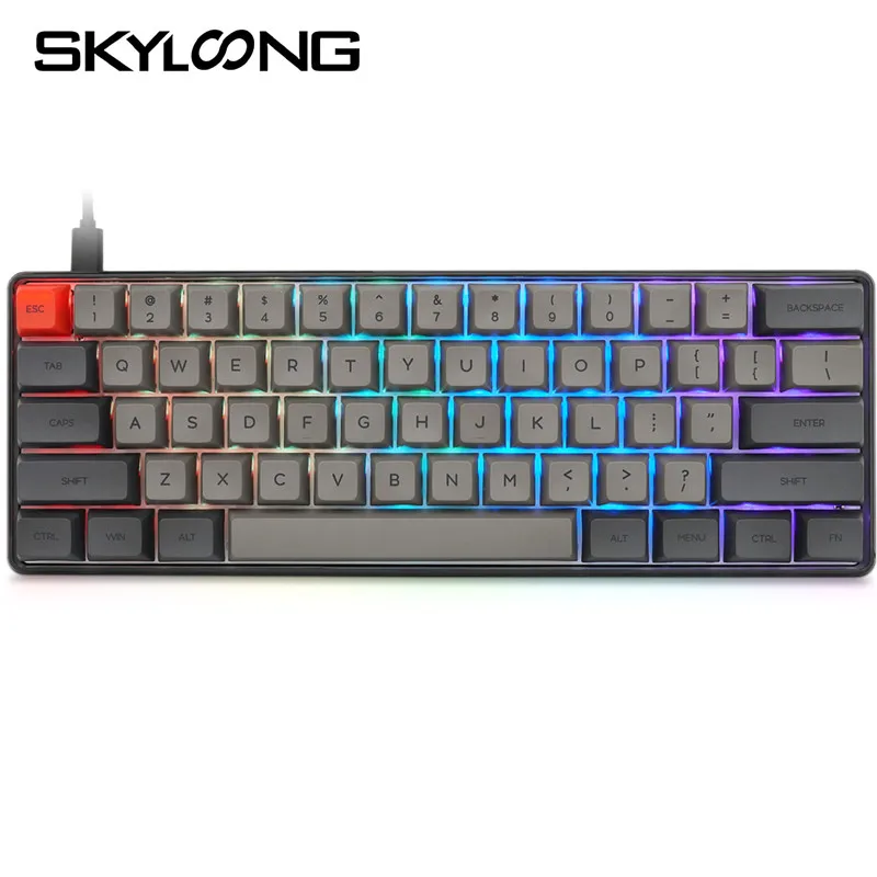 SKYLOONG SK61 60% Mini Mechanical Gaming Keyboard Detachable Cable RGB Backlight Gamer Keyboard for Tablet Phone IPad USB Wired