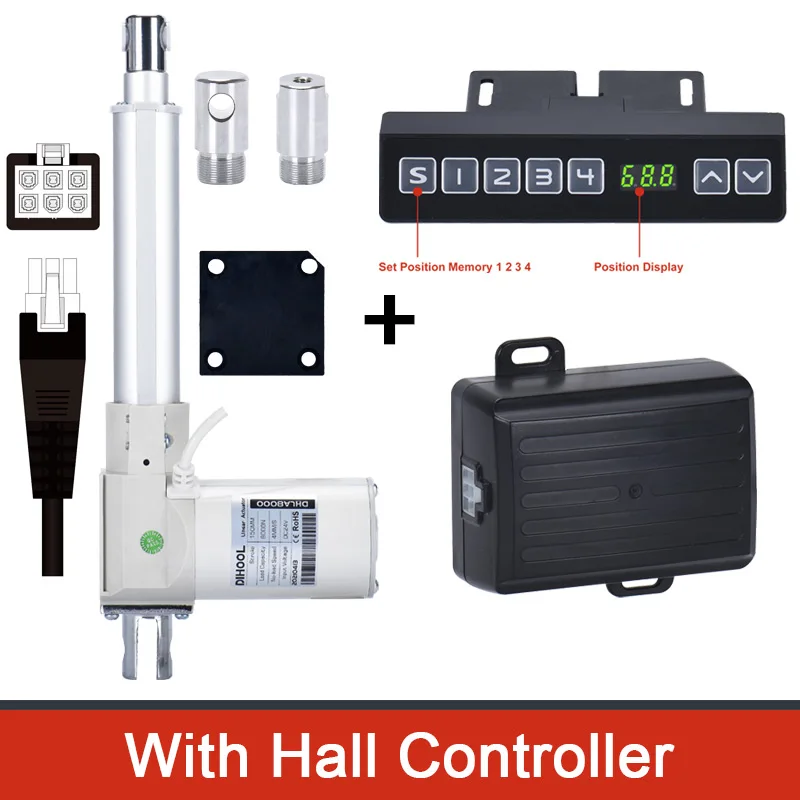 Imagem -06 - Curso Grande Impulso Atuador Linear Elétrico 8000n 800kg 1800lb 12v 24v dc Motor Telescópico Controlador sem Fio Dhla8000 550 mm