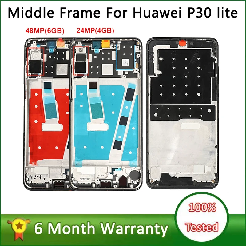 Front Middle Housing Frame For Huawei P30 Lite MAR-LX1 LX2 AL01 LCD Frame Bezel For P30 lite Middle Frame Cover Case Replacement