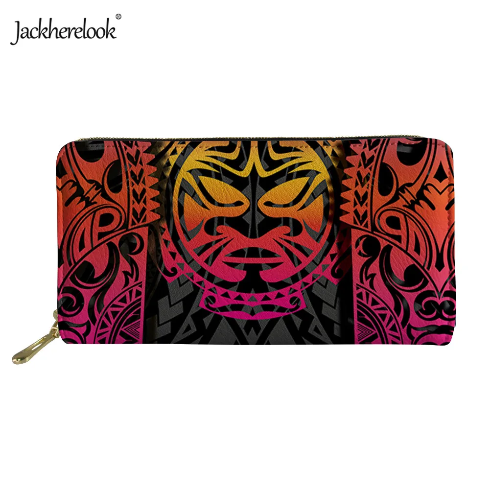 

Jackherelook Colorful Polynesian Tribal Pattern Women's Leather Card Holder Clutch Wallet Female Luxury Coin Purse Moneybag