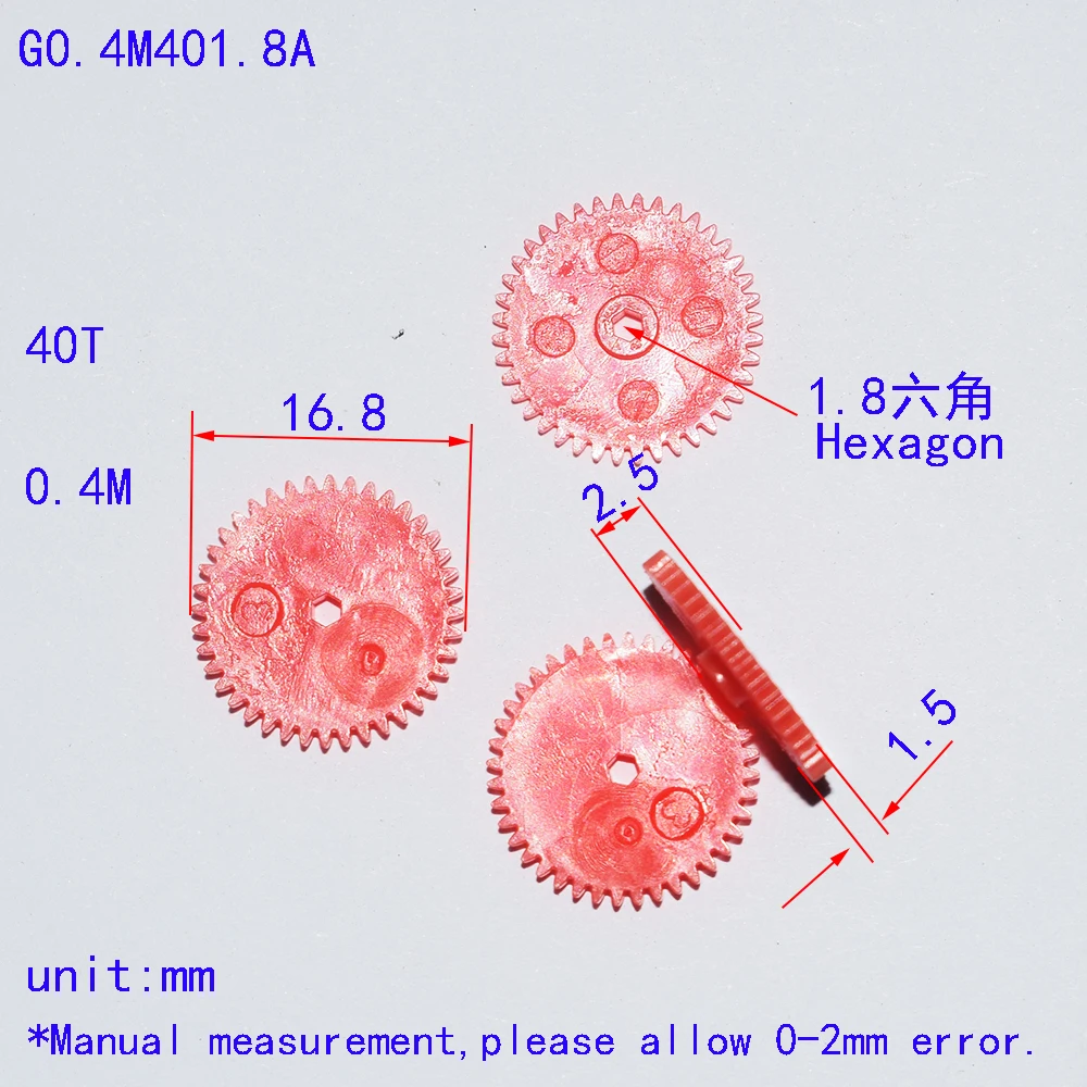 10/100 stücke 0,4 M 40T 1,8mm Hexagon loch kunststoff getriebe eders rc auto flugzeug roboter kinder spielzeug für jungen diy baby zubehör GP 401,8 B