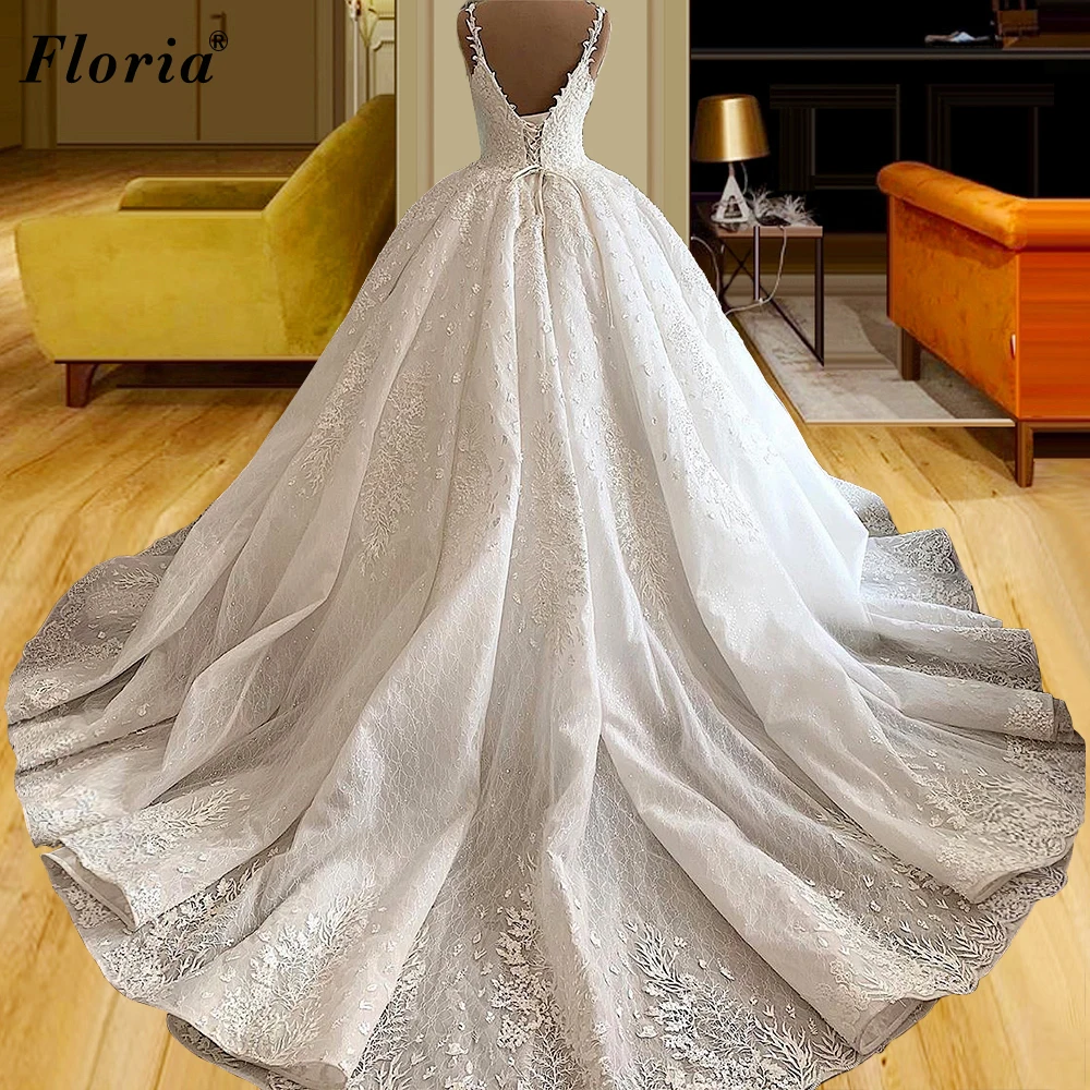 Prinzessin Spitze Hochzeit Kleider A-Line Spaghetti Strand Hochzeit Kleider Boho Brautkleider Robe De Mariee 2020 Kapelle Hochzeit Party