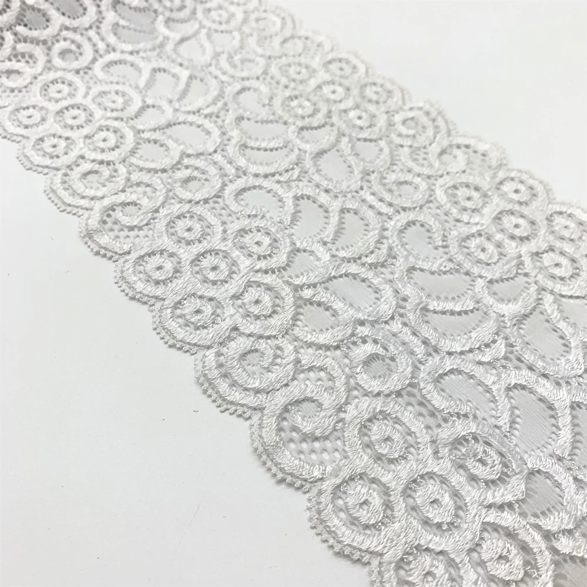 3y/lot 14cm Thick White Elastic Stretch Lace Trim Winter Skirt Hem Underwear Sewing Craft DIY Apparel Fabric Laces For Clothing