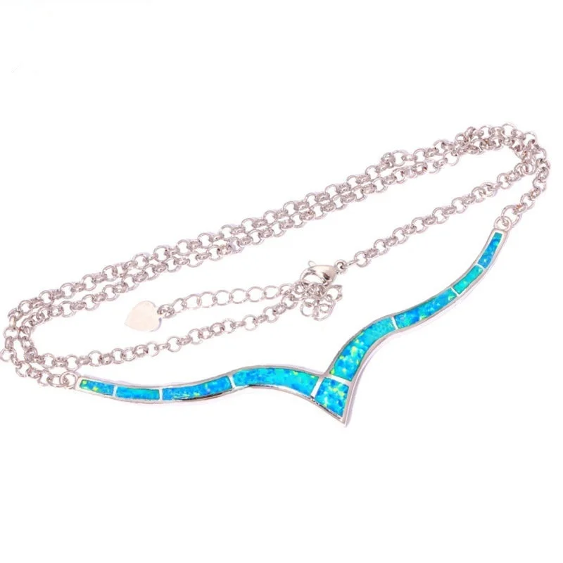 Vintage Women Pendant Simple Inlaid Opal Necklace For Women Wedding Chain On The Neck Jewelry Accessories