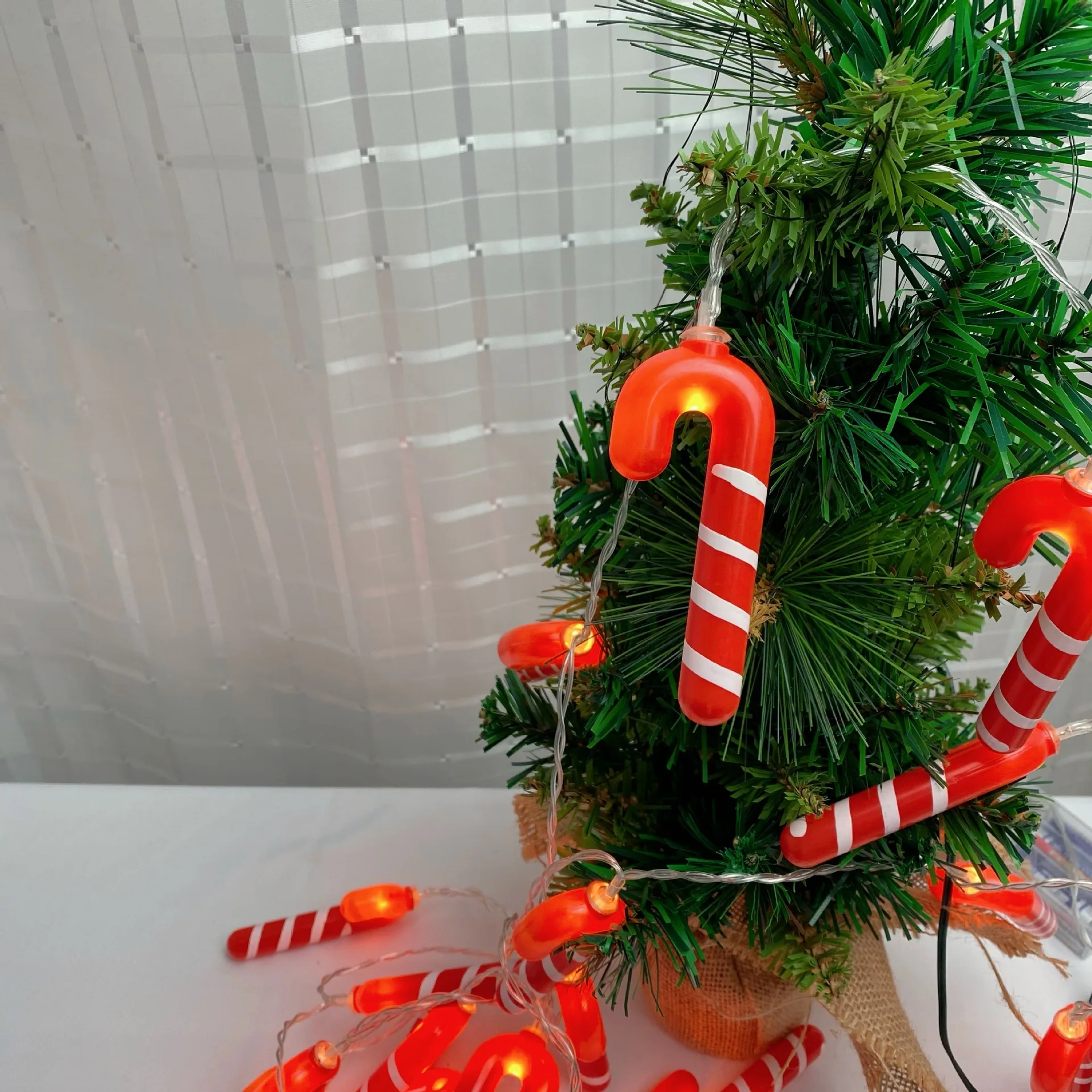 LED Christmas Cane String Light Creative Garland Handle Lamp String USB or Battery Operated for Winter Holiday Wedding Decor