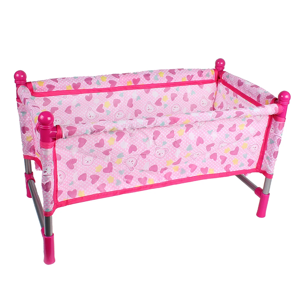 Modelo de cama de cuna para bebé, muebles de simulación, decoración de habitación para niños pequeños de 9 a 12 pulgadas, 45x23x22cm