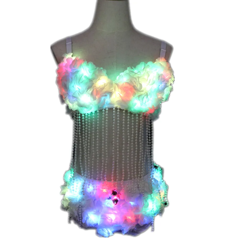 LED Light Luminous Bra Shorts Sexy Suit Women Costumes Growing Singer Stage Performance Sex Dance Wear