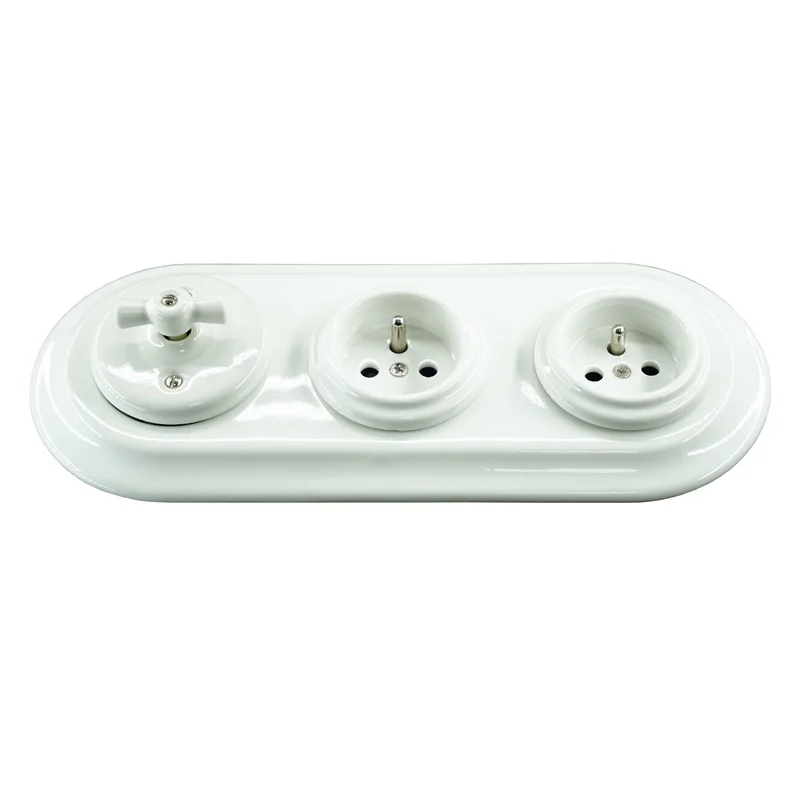 Flush-mounted Porcelain Lighting Switches and French Socket With Ceramic Frames