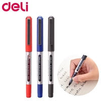 Deli Sign Gel Pens Direct Liquid Ballpoint Tungsten Carbide Beads Pen For Writing School Office Stationery Supply