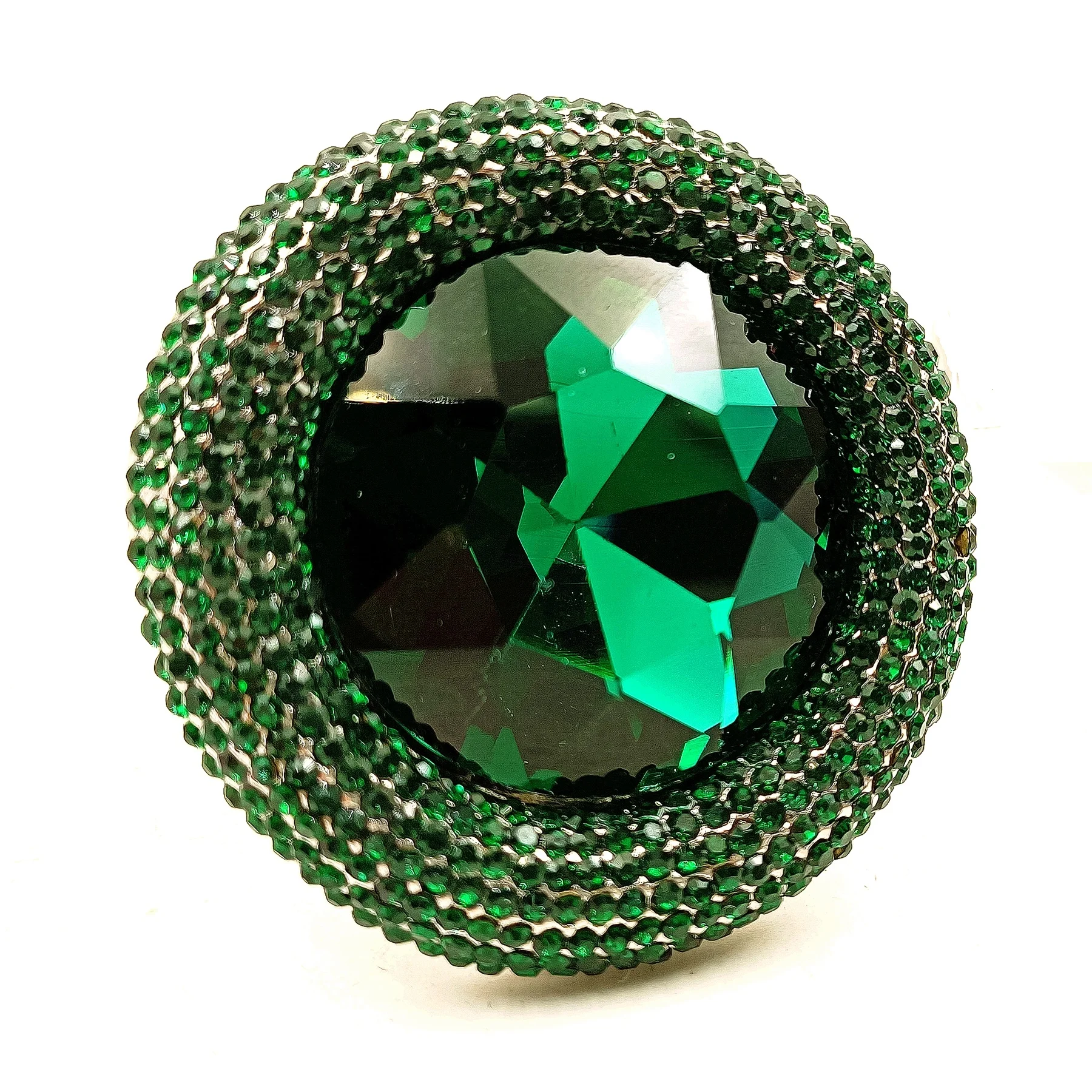 Fairy Tale Inspiration Wide Pave Wicked Green Faceted Stone Brooch Pin Witch Costume for Halloween Winter Holiday Gift Jewelry