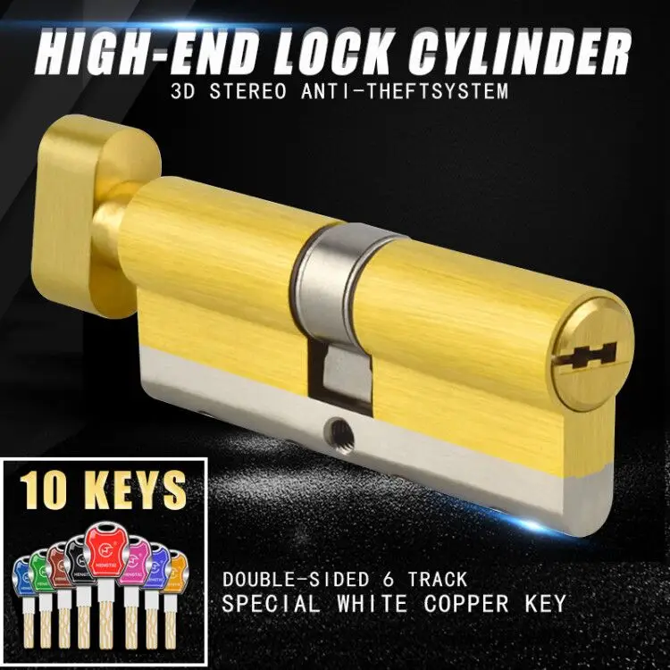 

65-100MM Door Lock Cylinder Single Sided Blade Break Anti Stainless Steel Bar Brass Super C class Snake Groove Lock Core 8 Key