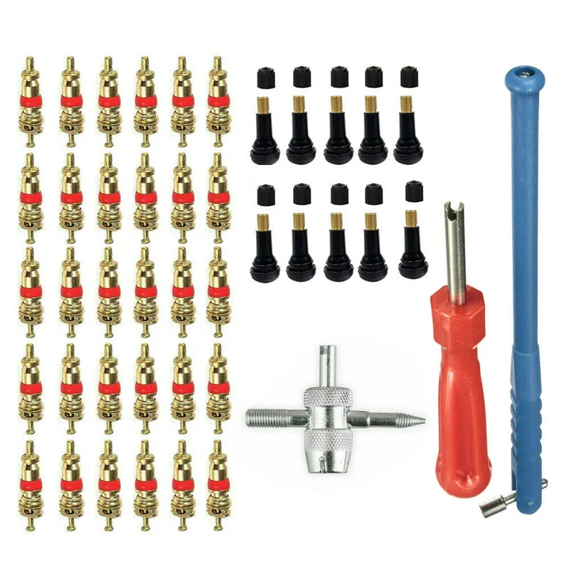 

43pcs Valve Stem Installation Remover Repair Tool Puller Car Tire Plug Core Kit Motorcycle Repair Tool Car Exterior Accessories