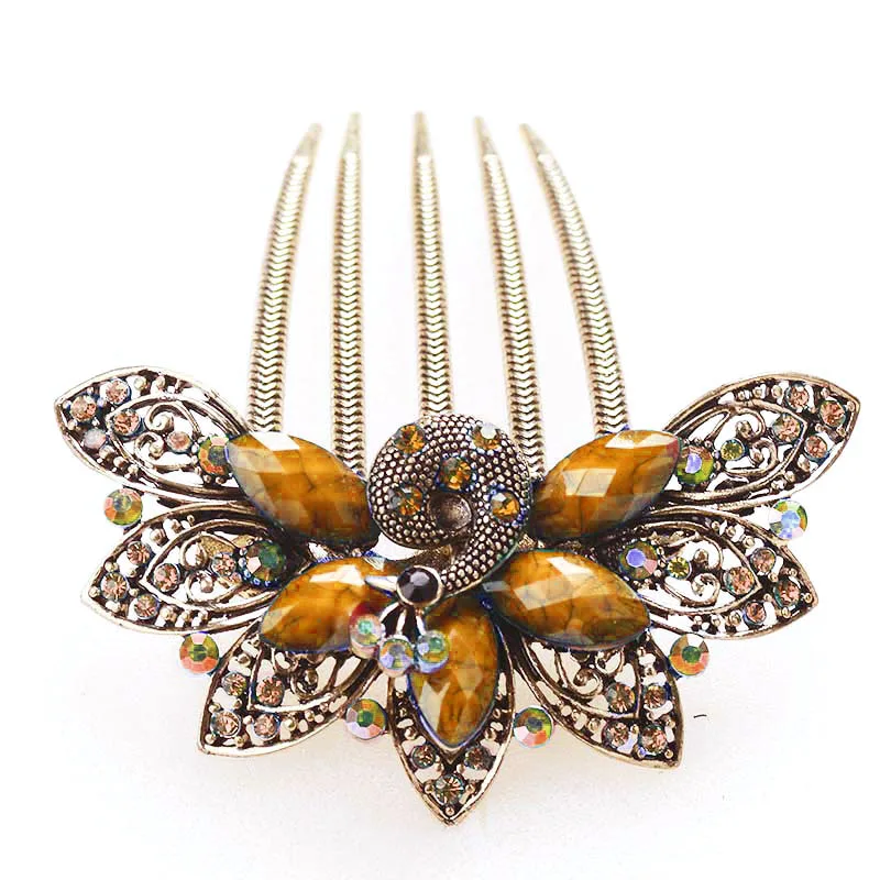 Morkopela Peacock Hair Comb Clip Chinese Hair Pin Jewelry Banquet Rhinestone Hairpin Hair Accessories For Women