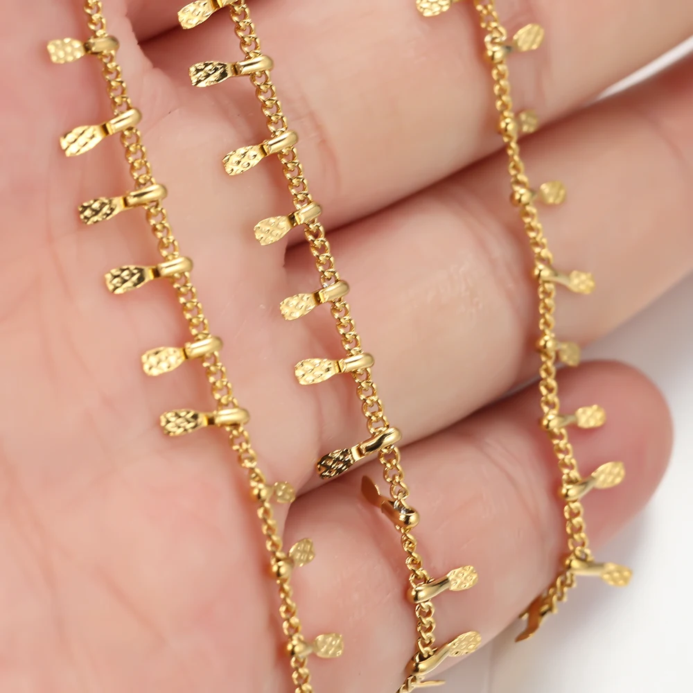 1 Meter Edelstahl-Blätterketten-Halskettenkomponente für DIY-Armbänder, Handarbeiten, Fußkettchen und Schmuckherstellungszubehör – Detail 4