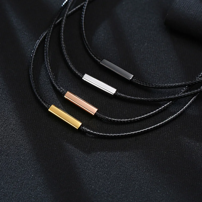 Vnox Simple Black Rope Chain Necklaces for Men Women, Anti Allergy Stainless Steel Clasp Collar Accessory, Length 55cm