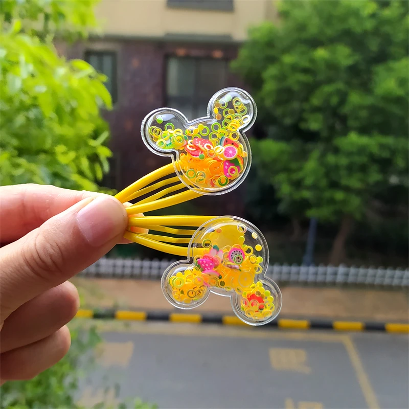 2PCS Mouse Head Transparent Sequins BB Clips Kids Hairpins Baby Hair Clips Headdress Children Headwear Girls Hair Accessories