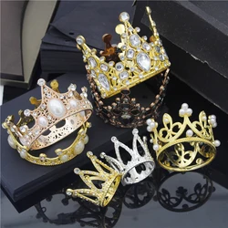 Wholesale Small Metal Crown for Women Birthday Prom Tiaras Pearls Hair Jewelry Cake Topper Ornaments Head Accessories