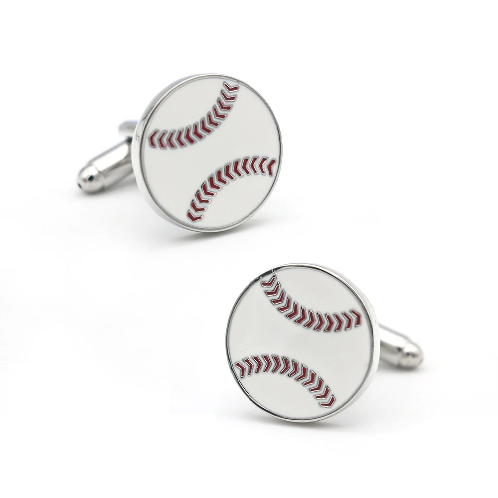 New Arrival Baseball Cuff Links White Color Sport Design Quality Brass Material Men's Cufflinks Free Shipping